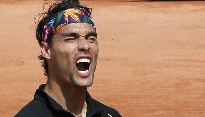 Fabio Fognini of Italy reacts during the men's singles match against Japan's Tatsuma Ito at the French Open tennis tournament at the Roland Garros stadium in Paris, France, May 25, 2015. REUTERS/Gonzalo Fuentes  
Picture Supplied by Action Images