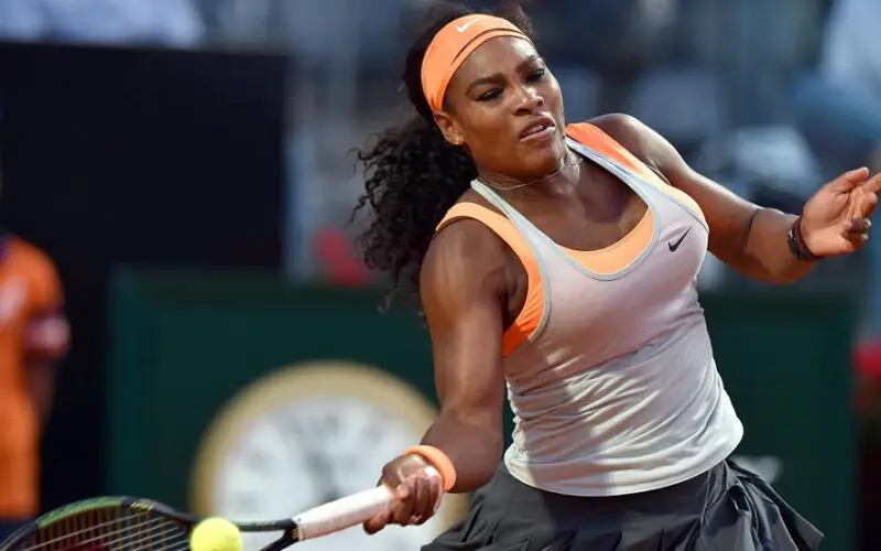 US tennis player Serena Williams returns the ball to Anastasia Pavlyuchenkova of Russia, during their match for the Italian Open tennis tournament at the Foro Italico in Rome, Italy, 12 May 2015.  ANSA/ETTORE FERRARI