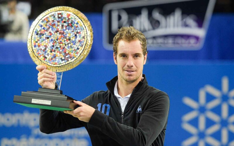 Richard Gasquet lifts his 11th ATP World Tour trophy, his second in Montpellier.