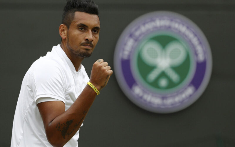 Britain Tennis - Wimbledon - All England Lawn Tennis & Croquet Club, Wimbledon, England - 3/7/16 Australia's Nick Kyrgios celebrates winning the third set in his match against Spain's Feliciano Lopez REUTERS/Stefan Wermuth