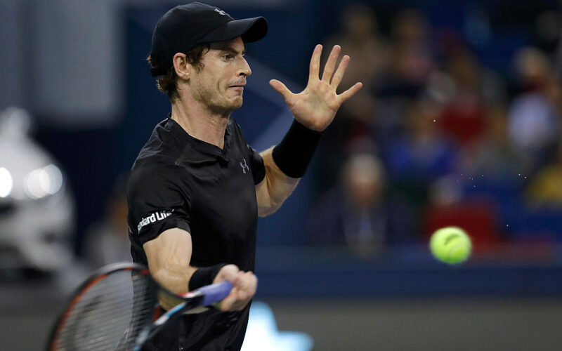 SHANGHAI, CHINA - OCTOBER 14:  Andy Murray of Great Britain returns a shot against David Goffin of Belgium during day six of Shanghai Rolex Masters at Qi Zhong Tennis Centre on October 14, 2016 in Shanghai, China.  (Photo by Lintao Zhang/Getty Images)