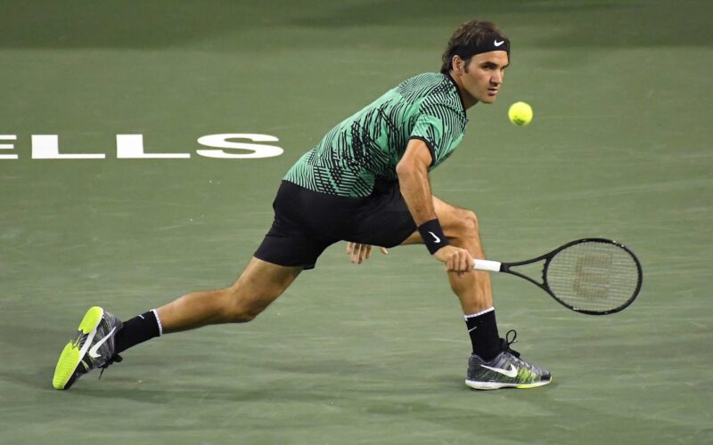 Roger in azione contro Stan Wawrinka a Indian Wells