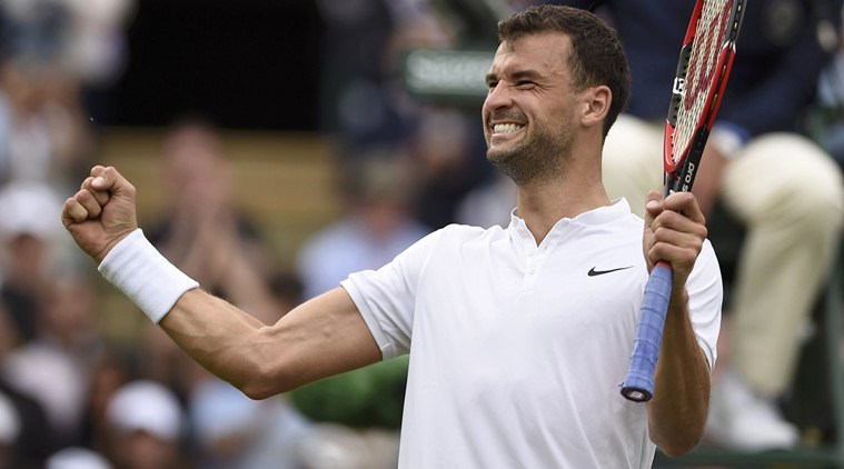 Britain Tennis - Wimbledon - All England Lawn Tennis & Croquet Club, Wimbledon, England - 30/6/16 Bulgaria's Grigor Dimitrov celebrates winning his match  against France's Gilles Simon REUTERS/Tony O'Brien