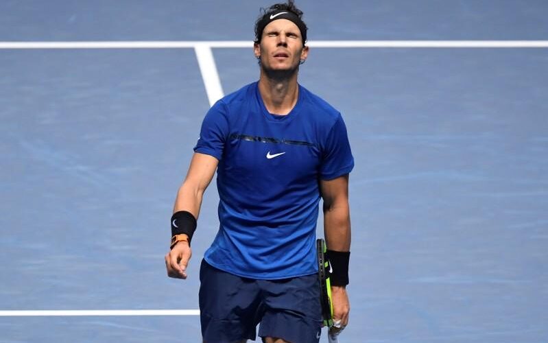 Tennis - ATP World Tour Finals - The O2 Arena, London, Britain - November 13, 2017   Spain's Rafael Nadal reacts after losing his group stage match against Belgium's David Goffin   Action Images via Reuters/Tony O'Brien