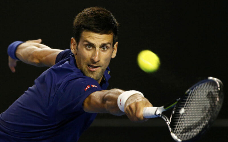 Serbia's Novak Djokovic stretches to hit a shot during his second round match against France's Quentin Halys at the Australian Open tennis tournament at Melbourne Park, Australia, January 20, 2016. REUTERS/Thomas Peter