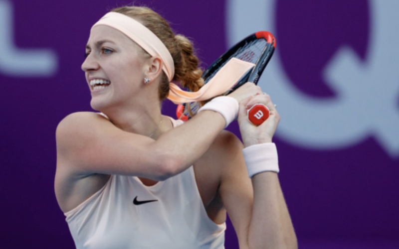 Petra Kvitova in azione a Doha