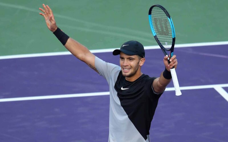 Borna Coric subito dopo la sua vittoria di ieri contro Shapovalov a Miami