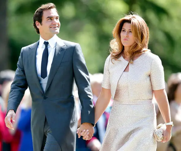 ENGLEFIELD GREEN, UNITED KINGDOM - MAY 20: (EMBARGOED FOR PUBLICATION IN UK NEWSPAPERS UNTIL 48 HOURS AFTER CREATE DATE AND TIME) Roger Federer and Mirka Federer attend the wedding of Pippa Middleton and James Matthews at St Mark's Church on May 20, 2017 in Englefield Green, England. (Photo by Max Mumby/Indigo/Getty Images)