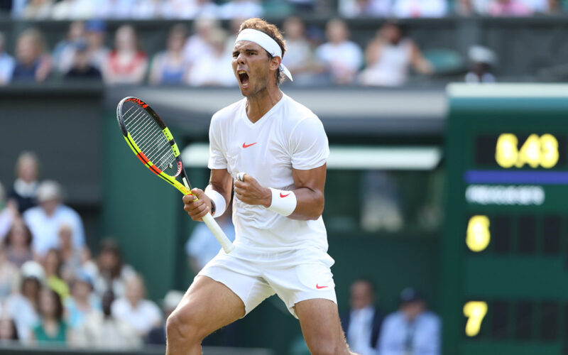 L'esultanza di Nadal nel match contro J M Del Potro