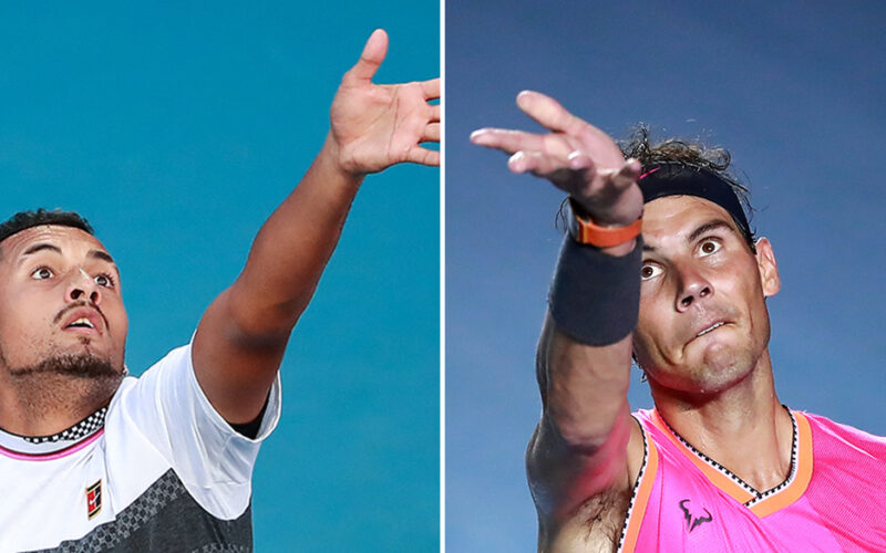 A sinistra, il tennista australiano NIck Kyrgios; a destra, il numero 2 del ranking mondiale Rafael Nadal.