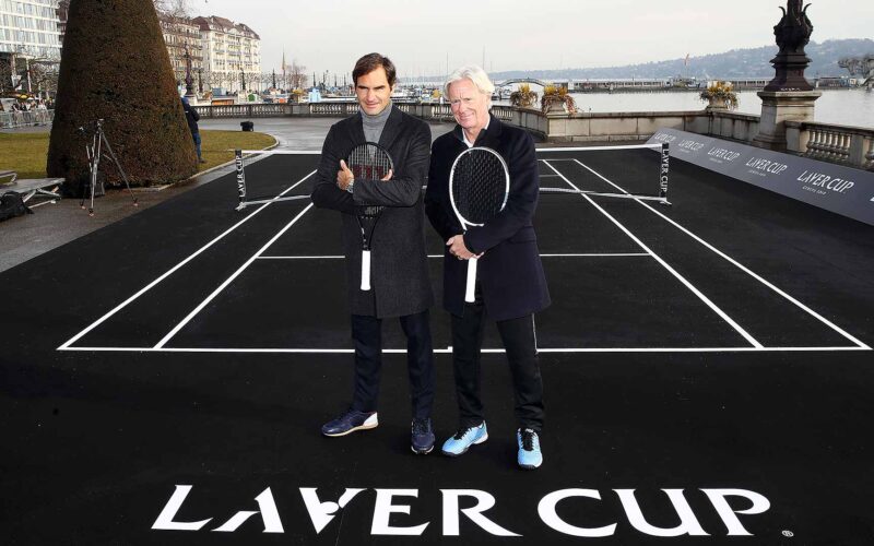 Roger Federer e Bjorn Borg alla presentazione della Laver Cup 2019 a Ginevra