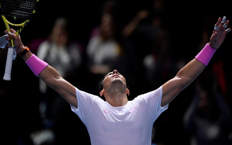 Tennis - ATP Finals - The O2, London, Britain - November 13, 2019   Spain's Rafael Nadal celebrates winning his group stage match against Russia's Daniil Medvedev   REUTERS/Toby Melville