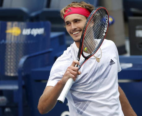 epa08655452 Alexander Zverev of Germany reacts after defeating Borna Coric of Croatia at the conclusion of his match on the ninth day of the US Open Tennis Championships at the USTA National Tennis Center in Flushing Meadows, New York, USA, 08 September 2020. Due to the coronavirus pandemic, the US Open is being played without fans and runs from 31 August through 13 September.  EPA/JASON SZENES