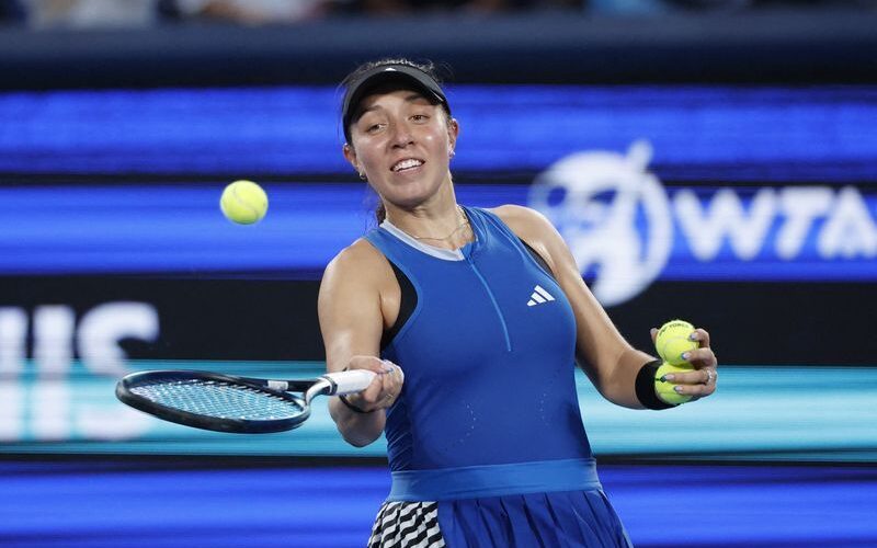 Tennis - WTA 500 - Pan Pacific Open - Ariake Coliseum, Tokyo, Japan - September 30, 2023 Jessica Pegula of the United States celebrates after winning her women's singles semi final match against Greece's Maria Sakkari REUTERS/Androniki Christodoulou