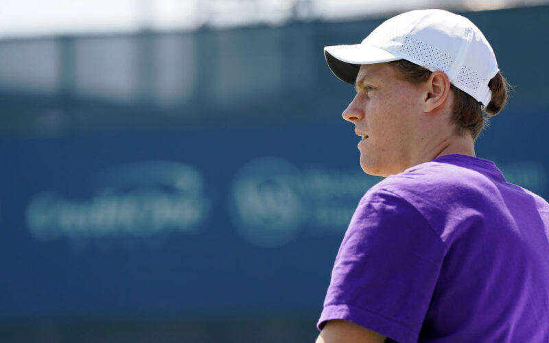 MASON, OHIO - AUGUST 12: Jannik Sinner of Italy looks on during a practice session during Day 2 of the Cincinnati Open at the Lindner Family Tennis Center on August 12, 2024 in Mason, Ohio. (Photo by Dylan Buell/Getty Images)